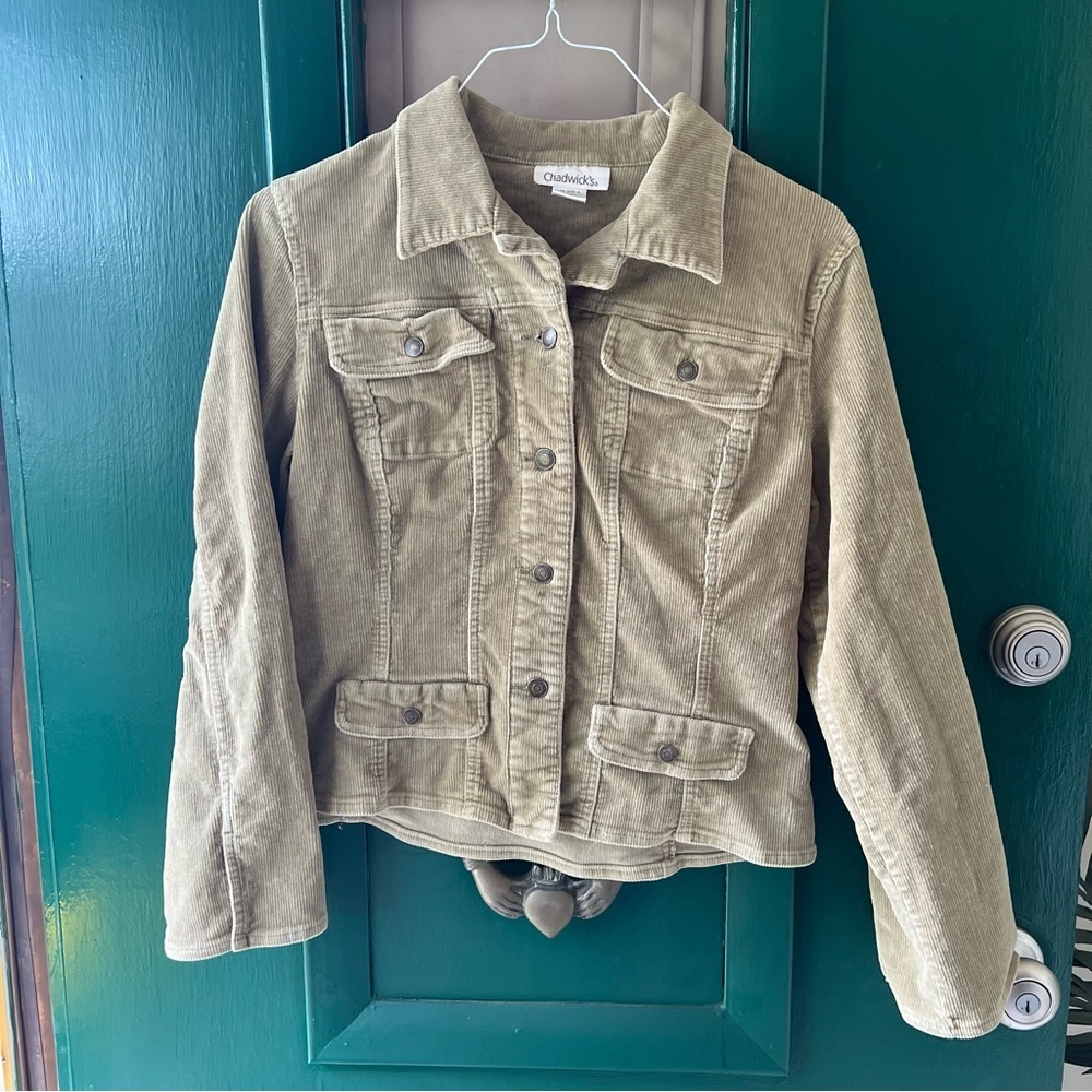 Chadwicks Khaki Jean Jacket corduroy size 12